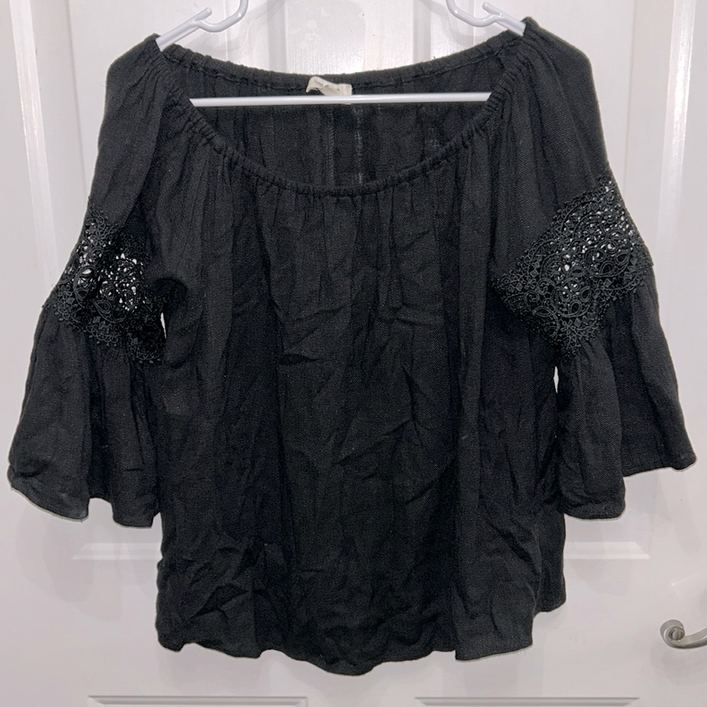 Black bell sleeve shirt